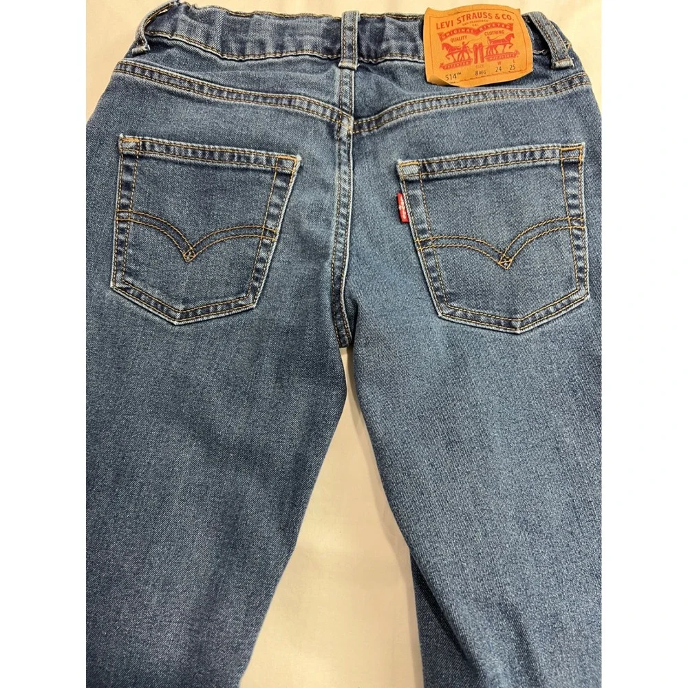 Levis 514 Boys‎ Straight Leg Performance Jeans Medium Wash Blue Size 8 Reg D22